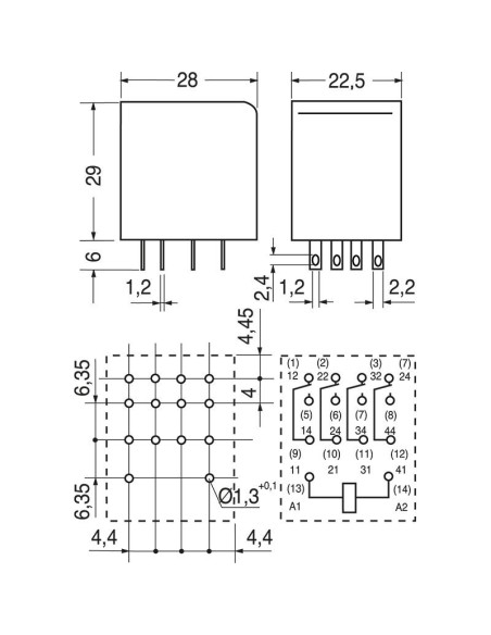 Relè di potenza, PT570615, 115 Vac, 4PDT, 6 A, monostabile, serie PT - TE Connectivity Schrack 9-1419111-0