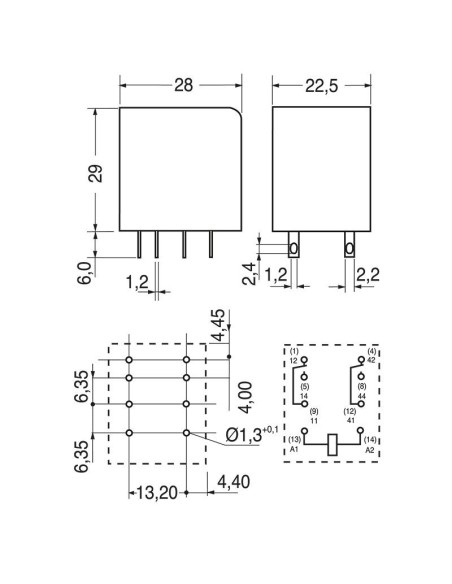 Relais de puissance, PT270615, 115 Vac, DPDT, 12 A, monostable, série PT - TE Connectivity Schrack 5-1419111-0