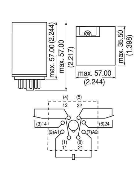 Relè octal, MT226024, 24 Vac, DPDT, 10 A, serie MT - TE Connectivity Schrack 6-1393090-4