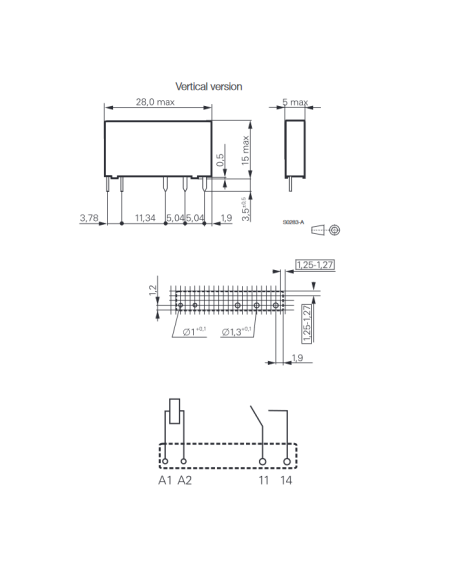 Slimme relais, V23092-A1012-A302, 12 Vdc, SPST-NO, 6 A, monostabiel, SNR serie - TE Connectivity Schrack 1393236-8