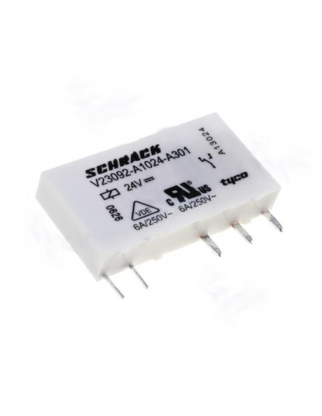 Relè slim, V23092-A1024-A301, 24 Vdc, SPDT, 6 A, monostabile, serie SNR - TE Connectivity Schrack 2-1393236-4