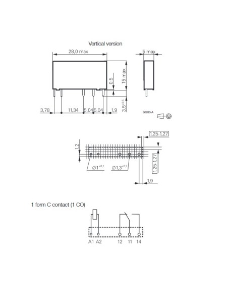 Slim relais, V23092-A1024-A301, 24 Vdc, SPDT, 6 A, monostabiel, SNR serie - TE Connectivity Schrack 2-1393236-4