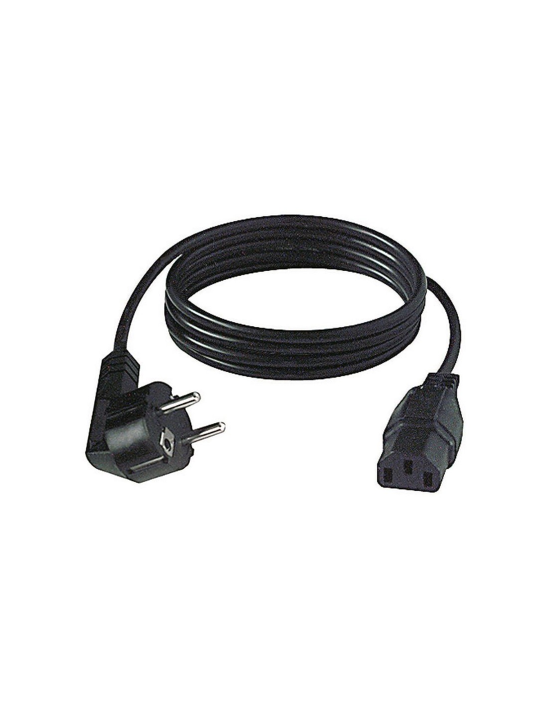 Netzkabel, Länge 2m, gewinkelter Schuko-Stecker, VDE-Buchse C13, Kabel  3x0,75mm2, Farbe schwarz