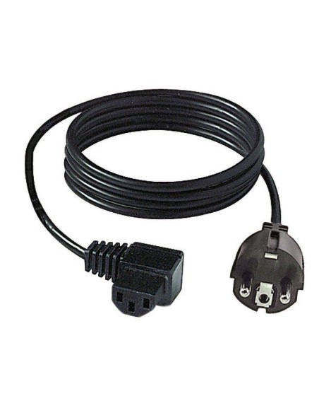 Power cable, length 2m, schuko plug, VDE socket C13 angled, cable 3x0.75mm2, colour black