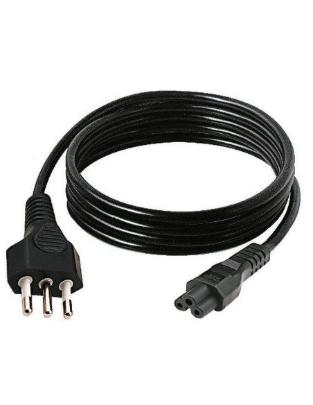 Câble d'alimentation, longueur 2m, fiche 10A, prise C5, câble 3x0.75mm2, couleur noir