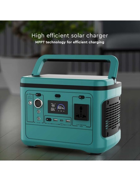 Draagbare energiecentrale 500W met 568Wh lithium batterij, oplaadbaar met voeding en zonnepaneel - V-TAC VT-606 11442