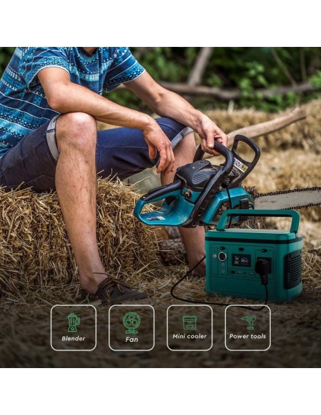 Tragbare Kraftstation 500W mit 568Wh Lithium-Batterie, wiederaufladbar mit Netzteil und Solarpanel -  V-TAC VT-606 11442