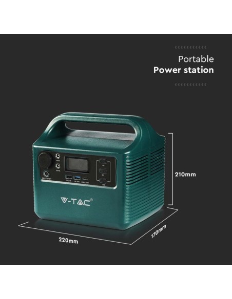 Tragbares 300W Kraftwerk mit 252Wh Lithium Batterie, wiederaufladbar mit Netzteil und Solarpanel - V-TAC VT-303 11441