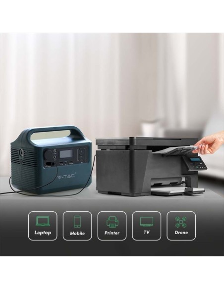Power station portatile 300W con batteria al litio 252Wh, ricaricabile con alimentatore e pannello solare - V-TAC VT-303 11441