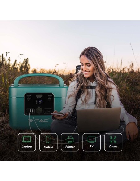 Central eléctrica portátil 1000W con batería 1050Wh recargable con fuente de alimentación y panel solar, V-TAC VT-1001 11443
