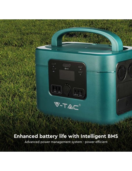 Centrale électrique portable 1000W avec batterie 1050Wh, rechargeable avec alimentation et panneau solaire, V-TAC VT-1001 11443