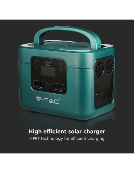 Power station portatile 1000W con batteria al litio 1050Wh, ricaricabile con alimentatore e pannello solare, V-TAC VT-1001 11443