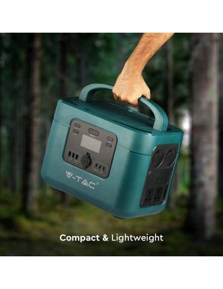 Portable 1000W power station with 1050Wh lithium battery, rechargeable with power supply and solar panel, - V-TAC VT-1001 11443
