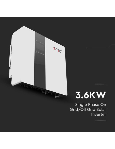 On-Grid / Off-grid hybride netomvormer, 3,6KW, enkelfasig, 5 jaar garantie, met wifi datalogger, - V-TAC VT-66036103 11374