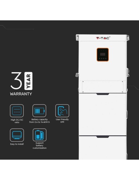 Netzgekoppelter/netzunabhängiger Hybrid-Wechselrichter 5KW einphasig 3 Jahre Garantie Wifi-Datenlogger V-TAC VT-6605103 11376