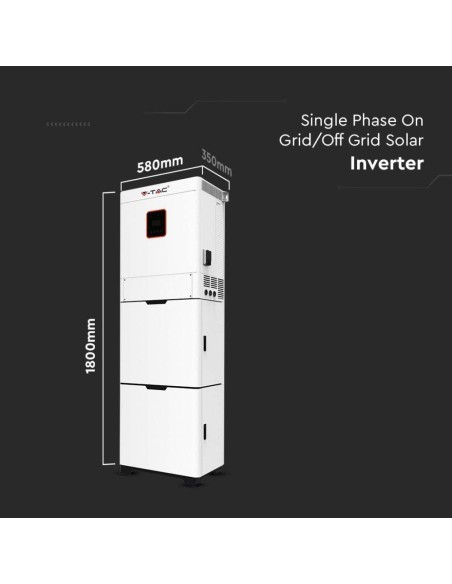 Inverter di rete ibrido On-Grid / Off-grid, 5KW, monofase, garanzia 3 anni, con rack, data logger wifi,V-TAC VT-6605103 11376