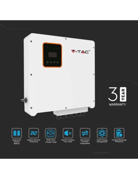 On-Grid / Off-grid hybride netomvormer, 8KW, driefasig, 3 jaar garantie, met wifi datalogger V-TAC VT-6608303 11375
