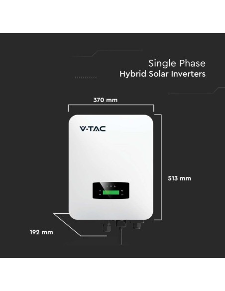 6kW fotovoltaïsche kit met 1-fase hybride omvormer  en 15 410W slanke monokristallijne zonnepanelen  - V-TAC 100166