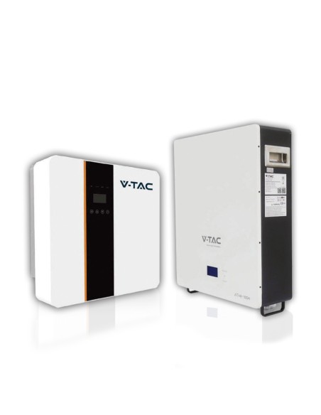 Kit photovoltaïque 5kW avec batterie de stockage LiFePo4 51,2V 100Ah 5,12 kWh  et onduleur hybride monophasé  - V-TAC 100158