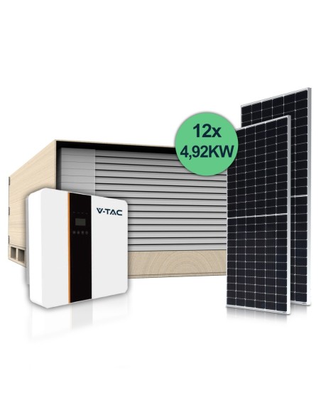 5kW Photovoltaic Kit with Single Phase Hybrid Inverter (11508) and 12 410W Monocrystalline Solar Panels (11550) - V-TAC 100175