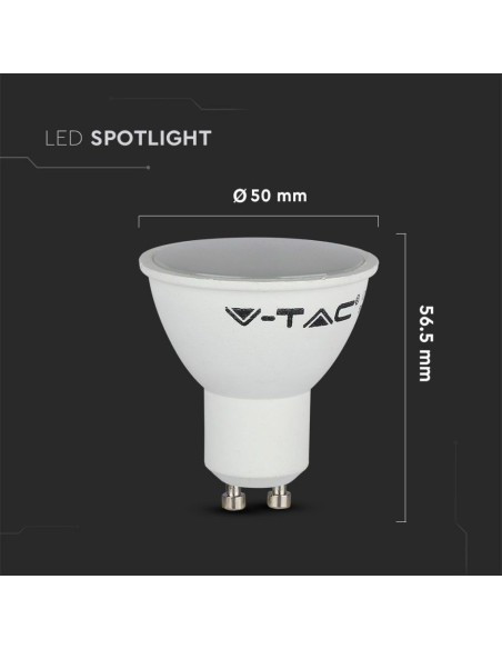 V-TAC VT-2095 Confezione da 3 faretti LED GU10 4,5W 100° Copertura Satinata