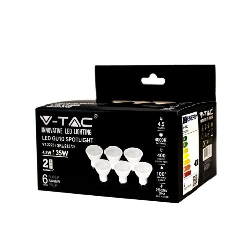 V-TAC VT-2225 Pack de 6 spots LED...