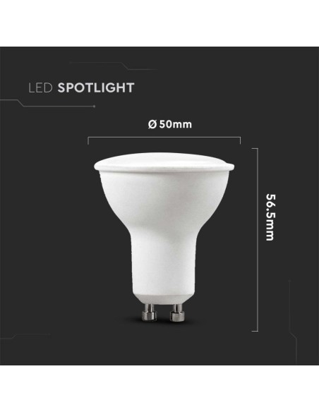 V-TAC VT-2225 Pack de 6 spots LED GU10 4.5W 100° Satin Cover