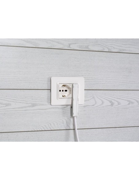 16A 2P+E ultra-flat plug, 90° bent, white, Emilia Flat series - Rosi RS98118
