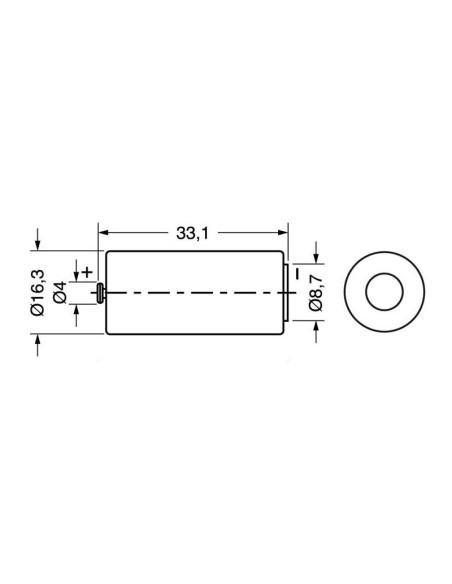 Lithium - thionylchloride (li-socl2) batterij 3.6V 2.1Ah Saft LS17330 - 2/3A