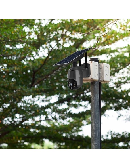 Cámara PTZ con panel solar, 4G, 2,0 MPx, sensor de movimiento, micrófono y altavoz, negro - V-TAC VT-11024-4G 11615