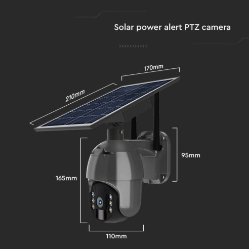 Cámara PTZ con panel solar, WiFi, 2,0...