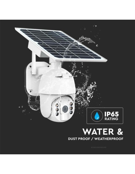 Caméra PTZ, panneau solaire, WiFi, 2,0 MPx, détecteur de mouvement, audio bidirectionnel, blanc - V-TAC VT-11024-WIFI 11618