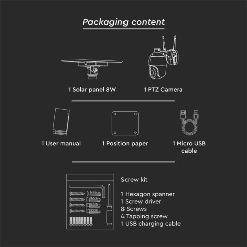 PTZ-camera met zonnepaneel, WiFi, 2,0...