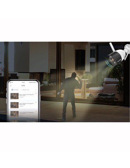 Kit 4 Bullet 3.0 Megapixel camera's, WiFi, NVR inbegrepen, alarmfunctie, twee-weg audio - Tenda K4W-3TC