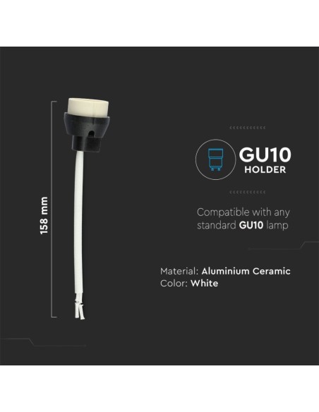 GU10 lamp holder with silicone cables - V-TAC VT-791 3620