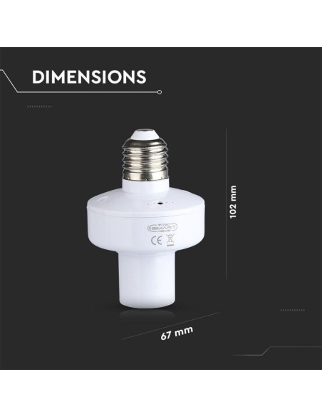 E27 (max 20W) WiFi lamphouder, compatibel met Google Home en Amazon Alexa, wit - V-TAC Smart Home VT-5007 8421