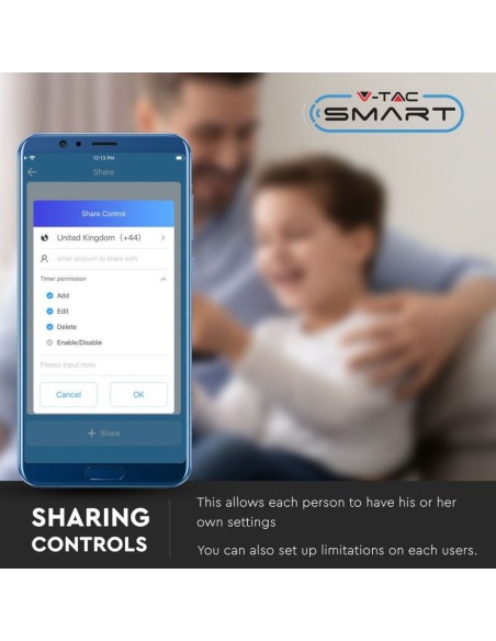E27 (max 20W) WiFi Lampenfassung, kompatibel mit Google Home und Amazon Alexa, weiß - V-TAC Smart Home VT-5007 8421