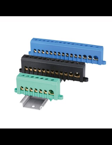 Insulated terminal block for din rail, 7 contacts, 1x35 mm2 - 6x16 mm2, green - Elettrocanali EC890053