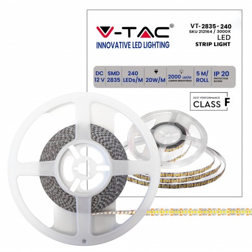 Led strip 12V, SMD2835, 20W/m, 240...