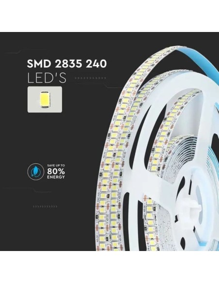Led Strip 12V, SMD2835, 20W/m, 240 leds/m, IP20, width 10mm - V-TAC VT-2835