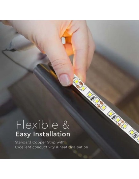 Tira led 12V, SMD3528, 8W/m, 120 leds/m, IP20, ancho 8mm - V-TAC VT-3528