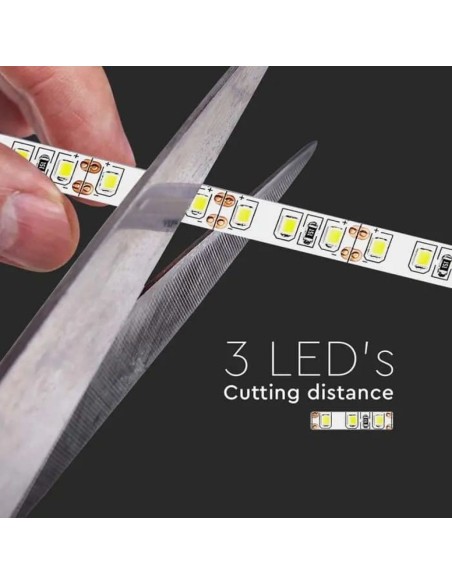 Bande LED 12V, SMD3528, 8W/m, 120 leds/m, IP20, largeur 8mm - V-TAC VT-3528