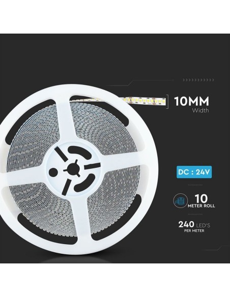 LED strip 24V, Samsung chip, SMD2835, 15W/m, 240 leds/m, IP20, breedte 10mm - V-TAC PRO VT-2835