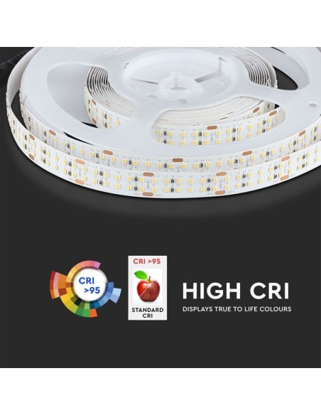 Strip led 24V,  SMD2216, 30W/m, 360 led/m, IP20, larghezza 14mm, CRI95 - V-TAC VT-2216