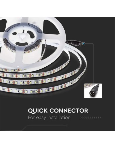 LED-strip 24V, SMD2835, 8W/m, 120 leds/m, IP20, breedte 8mm - V-TAC VT-2835
