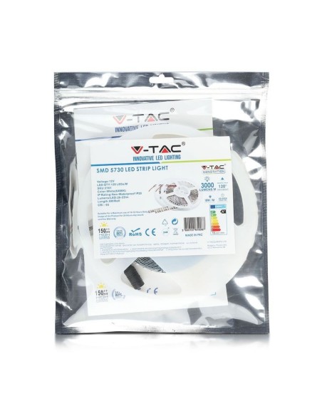 Ledstrip 12V, SMD5730, 18W/m, 120 leds/m, IP20, breedte 10mm - V-TAC VT-5730