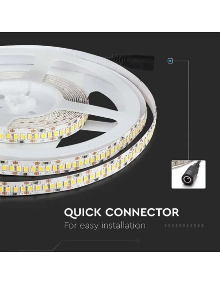 Ledstrip 12V, SMD2835, 17W/m, 204 leds/m, IP20, breedte 10mm - V-TAC VT-2835