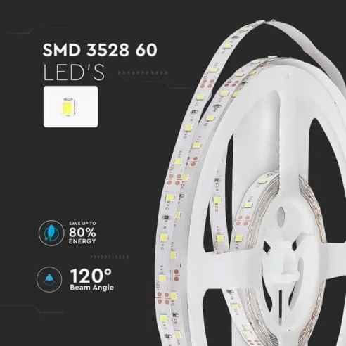 Tira led 12V, SMD3528, 4,2W/m, 60...