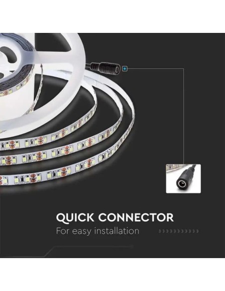 LED strip 24V, SMD2835, 12W/m, 168 leds/m, IP20, width 10mm - V-TAC VT-2835