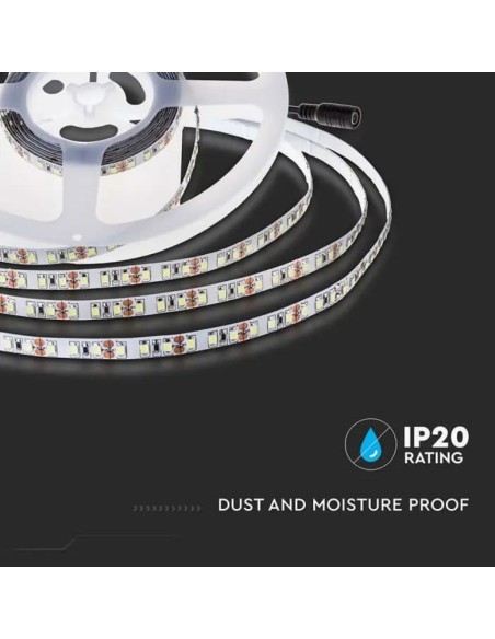Bande LED 24V, SMD2835, 12W/m, 168 leds/m, IP20, largeur 10mm - V-TAC VT-2835
